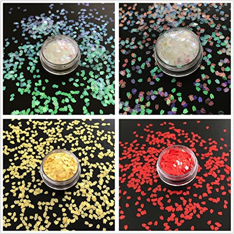 16 Colors Boxes Set Colorful Sakura Petals Shape Glitter Sequins for Festival Rave Beauty Makeup Face Body Nail Craft Art Christmas Halloween Decoration 16C