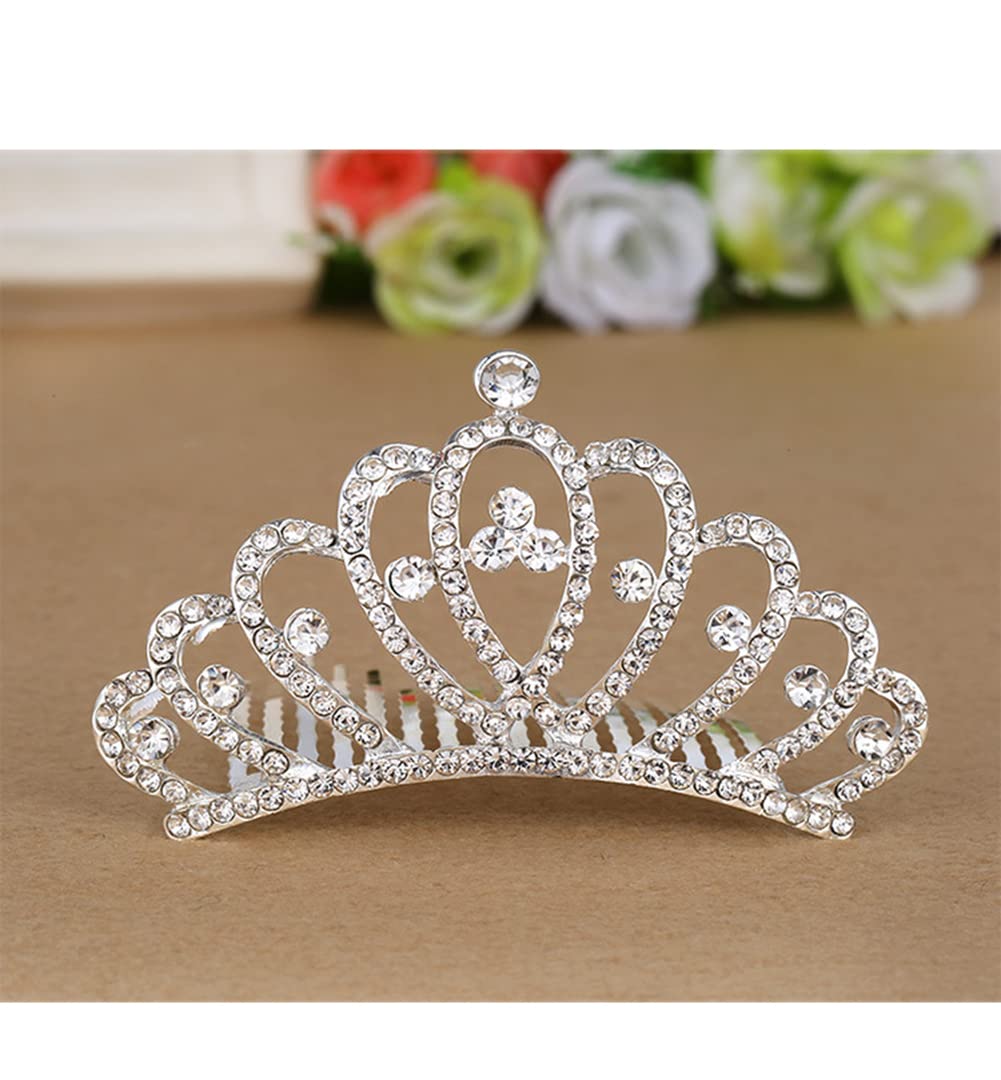 SUKPSY Crystal Rhinestone Crown Tiara for Girls and Kids, Princess Headbands Comb Hair Accessories Bride Wedding Headpieces for Birthday Wedding Prom Party (Comb)