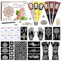 Temporary Tattoo Stencil Kit with 10 Waterproof Designs & 6 Ink Cones