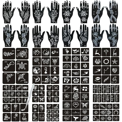Henna Tattoo Stencils 138 PCS Reusable Body Art Kit