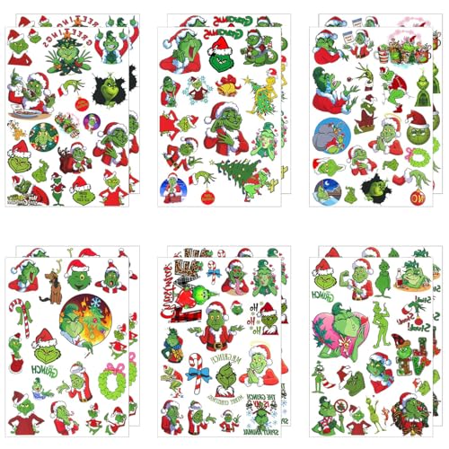 12 Sheet Christmas Temporary Tattoos, Holiday Party Favors