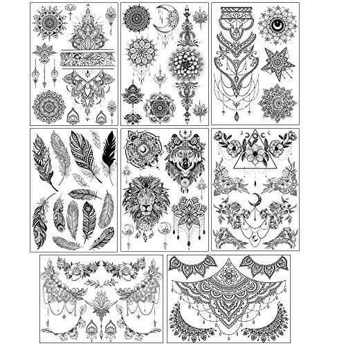 Waterproof Temporary Chest Tattoos for Women - 8 Sheets