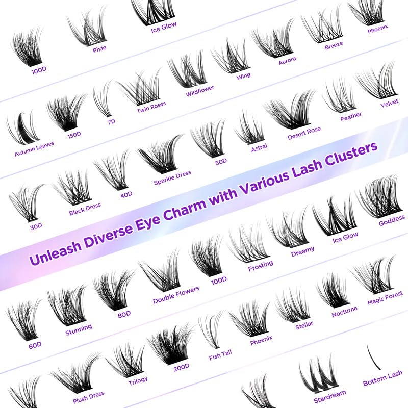 Lash Extension Kit with Bond & Tweezers - 240Pcs Cluster Lashes