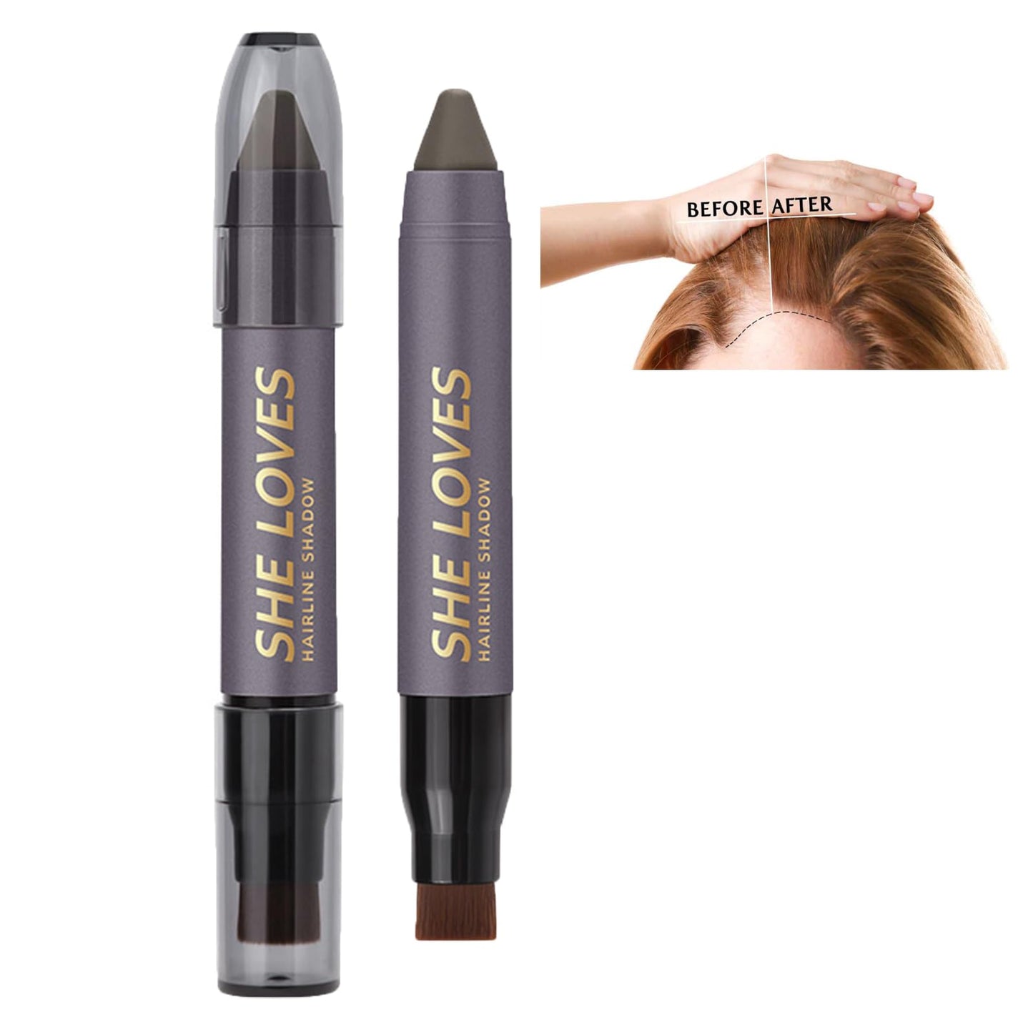 MIELIKKI Root Concealer Pen - Temporary Hair Coverage, Gray & Brown Instant Hairline and Shading Powder Stick