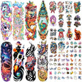 52 Pcs Kids Temporary Tattoos - Full Arm Waterproof Stickers