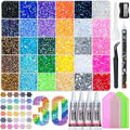 40000 Pcs Resin Rhinestones Kit - 30 Colors 3mm Flatback with Glue & Tools