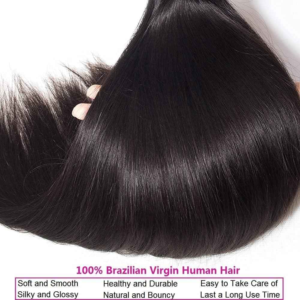 Condescension Brazilian Human Hair Bundles 10 12 14 Inch Straight 3 Bundles Human Hair 100% Unprocessed Remy Brazilian Virgin Weave Hair Natural Black for Women