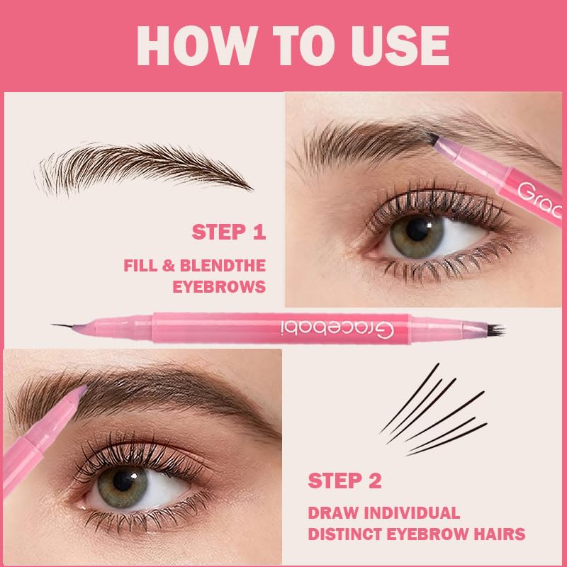 2-in-1 Waterproof Eyebrow Pen with 4D Brush & Precision Tip