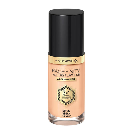 Max Factor Facefinity 3-in-1 All Day Flawless Liquid Foundation, SPF 20-42 Ivory, 30 ml