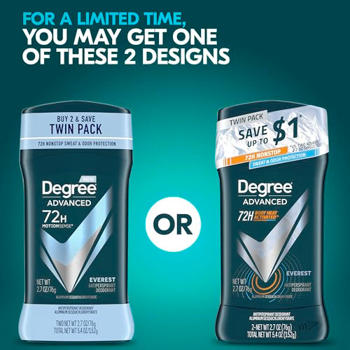 Degree Men Advanced Everest Antiperspirant Deodorant, 72-Hour Protection, 2-Pack