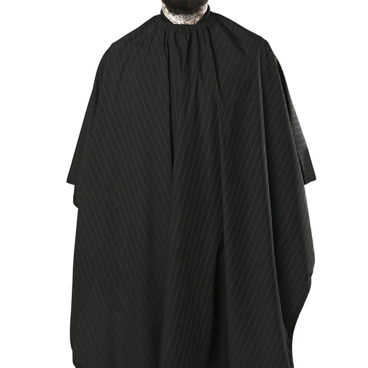 Barber Strong The Barber Cape, Hair Repelling and Static-Reducing Material, Flexible Elastic Neckband for Comfort, Water Resistant Fabric, Oversized for Complete Coverage, Black/White Stripe, 55 x 65"