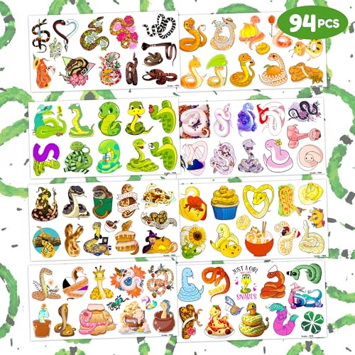 94 Piece Snake Temporary Tattoo Sheets for Kids & Adults