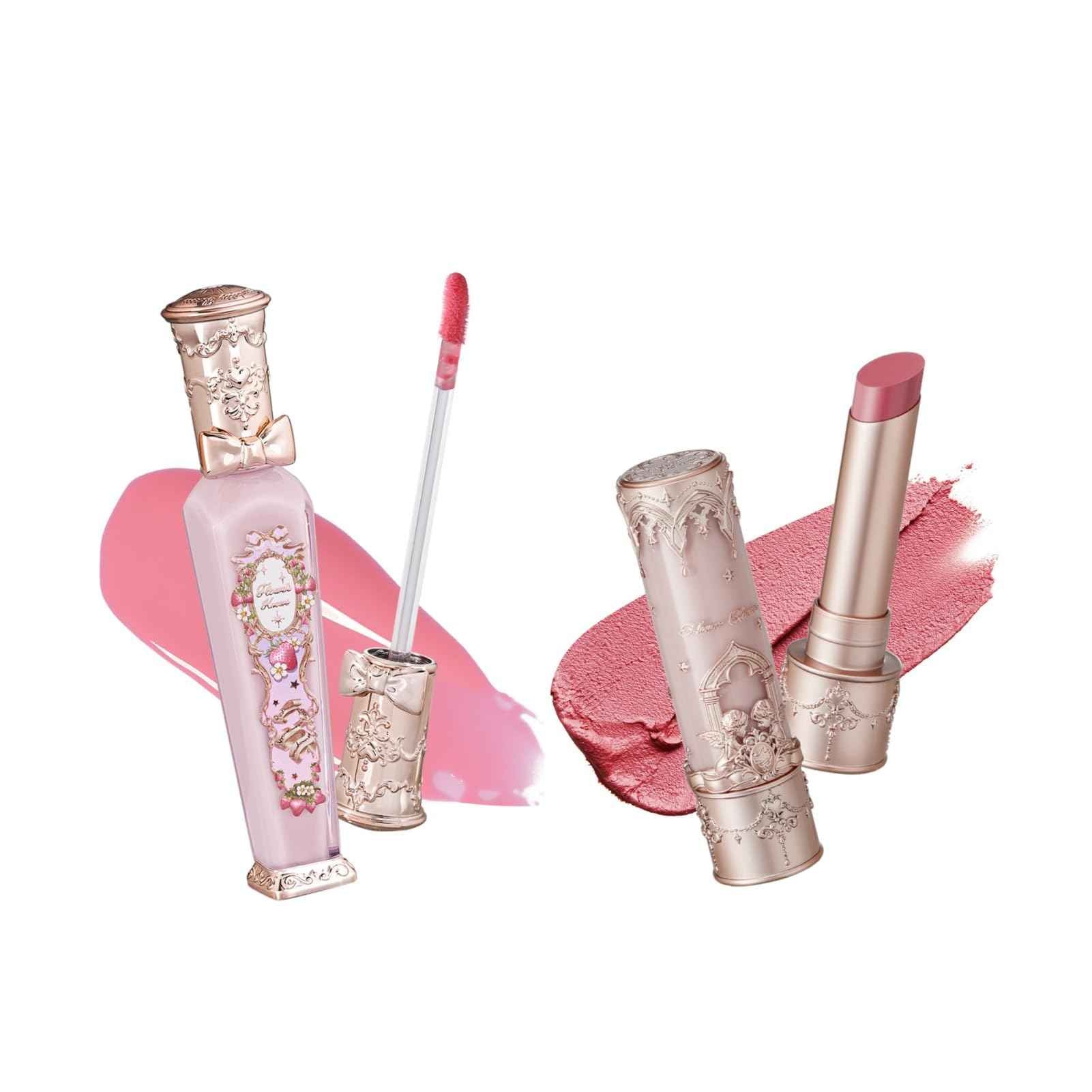 Flower Knows Violet Strawberry Rococo Glowy Lip Gloss G01 Little Angel Matte Lipstick C05