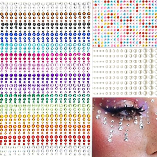 1556 Pcs Self Adhesive Face Gems Rhinestones Stickers