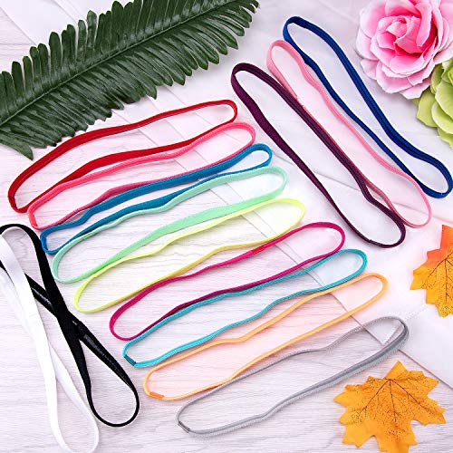 Duufin 20 Pieces Non-Slip Elastic Headbands Workout Headband Colorful Sweatband Fashion Yoga, Running Sport Headbands for Women, Men and Girls, 14 Colors