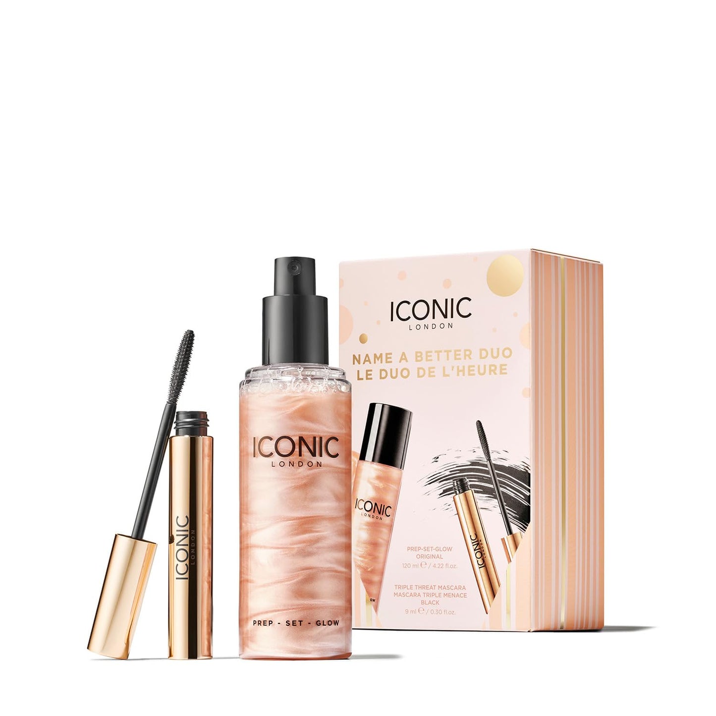 ICONIC LONDON Name a Better DUO Gift Set | Includes Triple Threat Mascara and Prep-Set-Glow Original