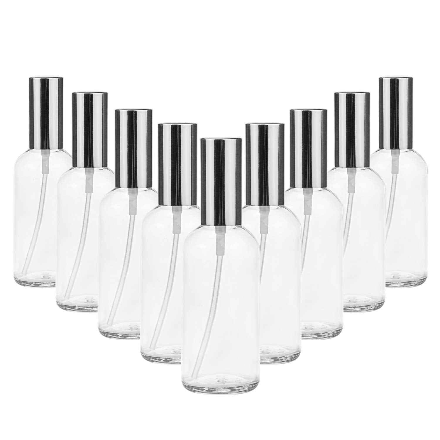 Foraineam 12 Pack 100ml / 3.4 oz. Clear Glass Spray Bottles for Perfume, Essential Oils, Cleaning Products