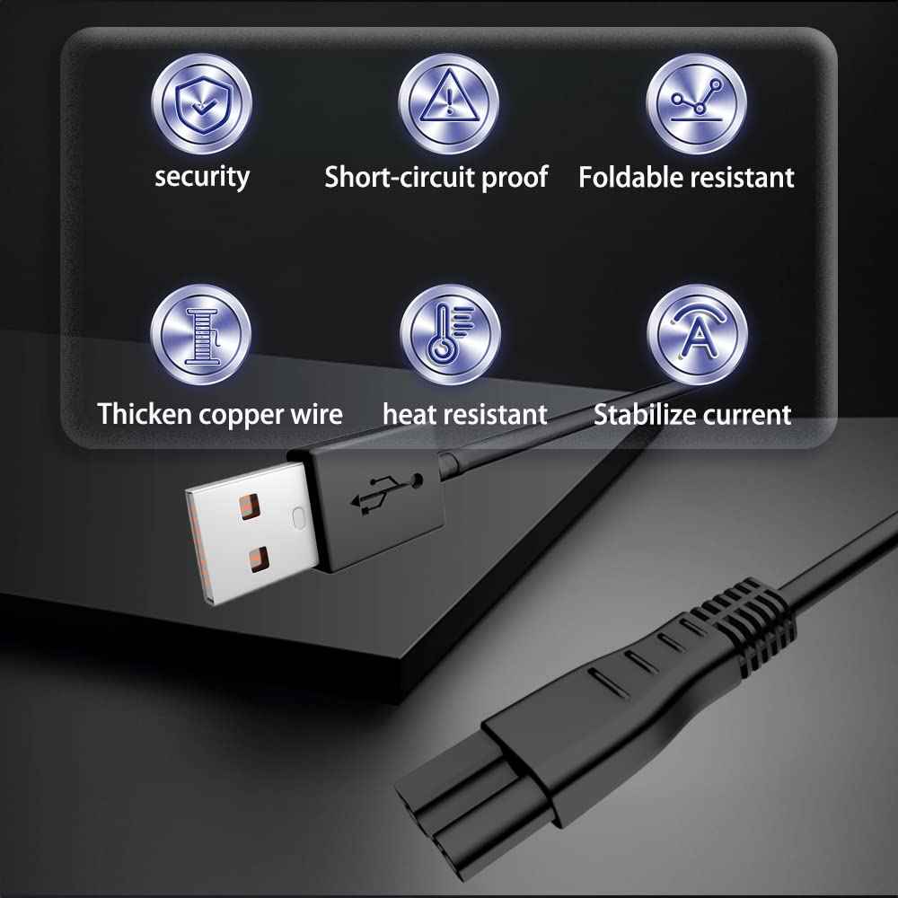 JUPSDDTH Replacement Cord for Meridian Grooming Charger | Power Cord for Meridian Shaver Charger | Adapter Charger Cable for Meridian Trimmer Charger