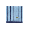 Lacoste Centre Mark Towel ? 100% Soft Cotton Jacquard Stripe Design, Lightweight, Absorbent & Durable, Quick Drying, Blue, 13"x13" Wash Cloth