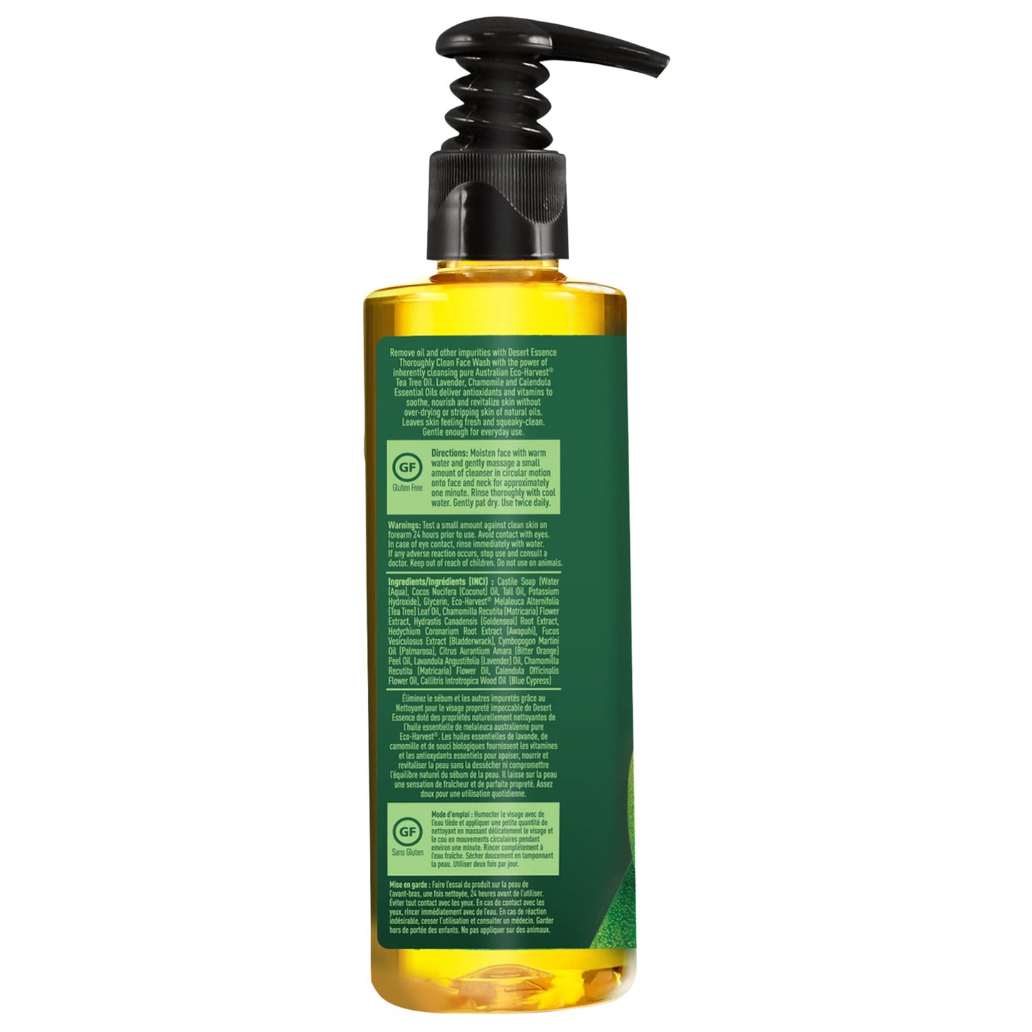 Desert Essence Thoroughly Clean Face Wash - Original - 8.5 Fl Oz - Pack of 2 - Tea Tree Oil - For Soft Radiant Skin - Gentle Cleanser - Extracts Of Goldenseal, Awapuhi, & Chamomile Essential Oils