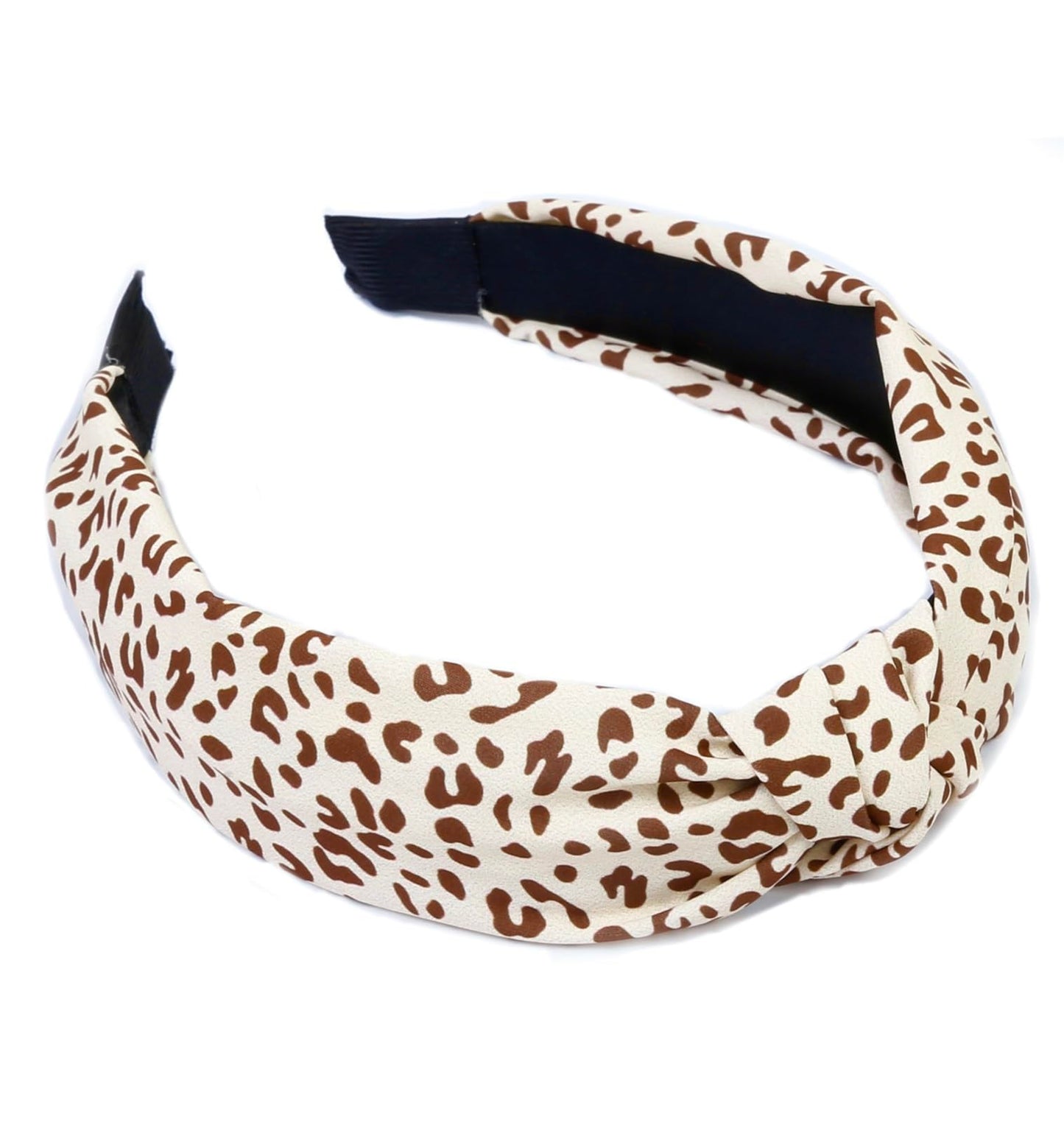 Knotted Headbands for Women Non Slip Fashion Women Headbands for Hair Cute Hairband for Women‘s Hair Wide Top Knot Hair Hoops for Girls Beige Brown Leopard Head Band Hair Accessories for Women 4PCS