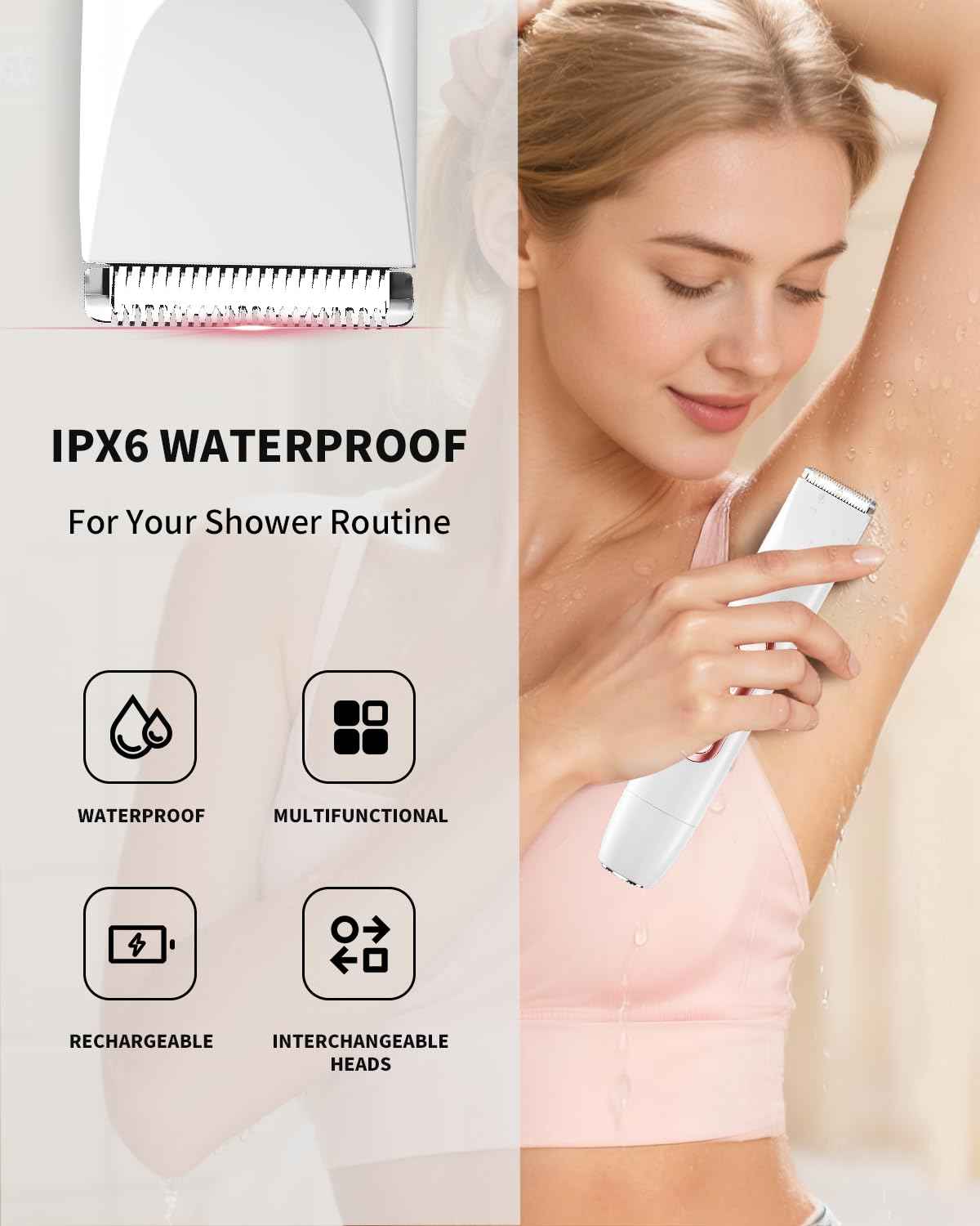 Ufree Bikini Trimmer Electric Razors for Women Dual Head, Pubic Body Hair Trimmer Electric Shaver for Face, Legs, Arm, Rechargeable Lady Shaver Waterproof, Summer Grooming Kit, Gifts for Her