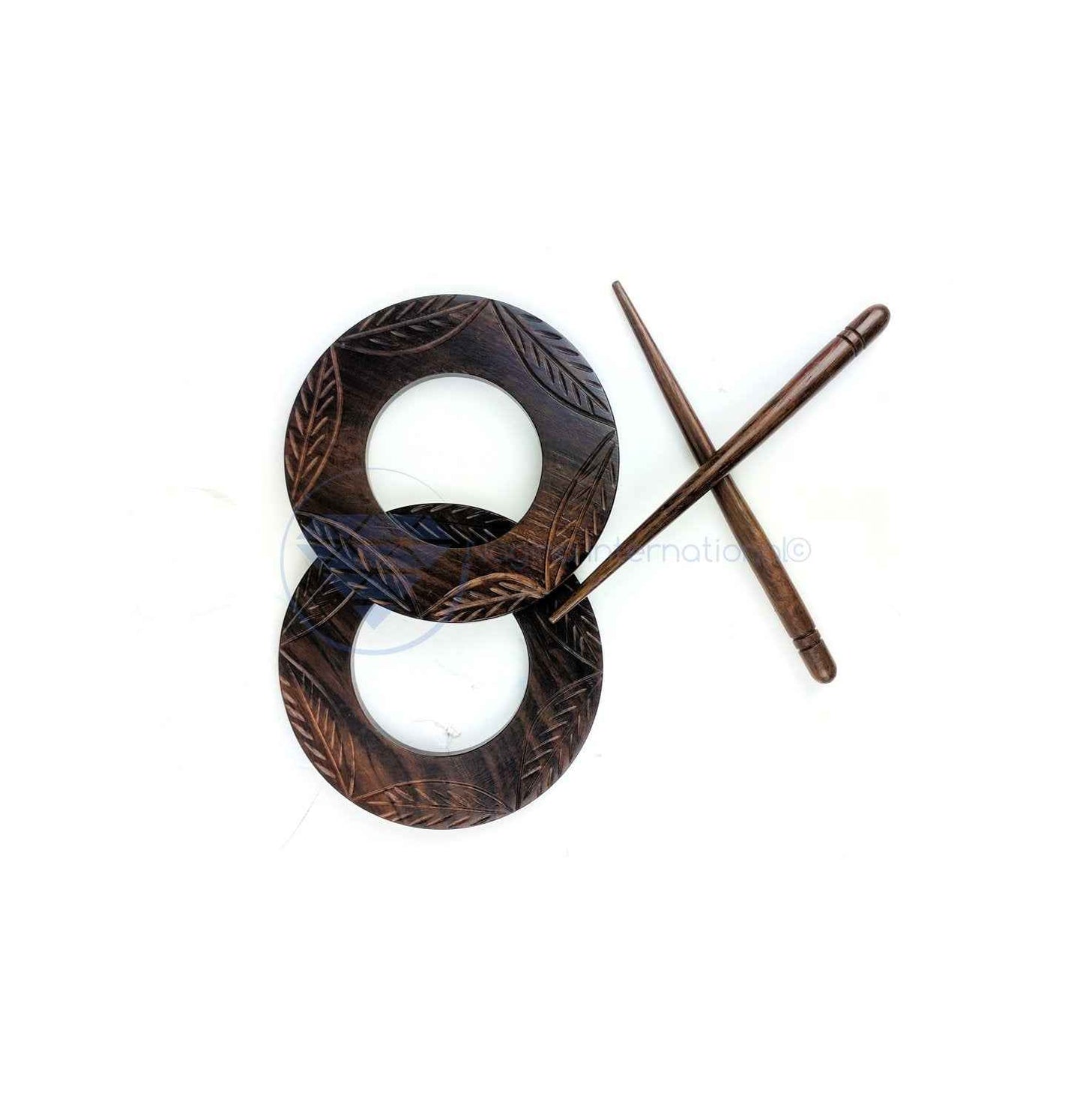 Premium Vintage Polished Wooden Shawl Pins | Hair Barrettes & Hair Clip | Personal & Beauty Care Accessories (Circular Rosewood)
