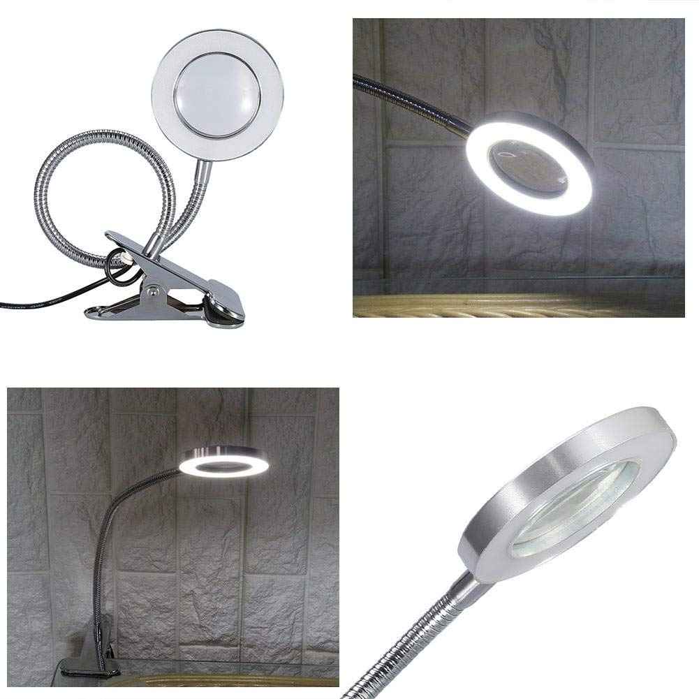 Magnifying Lamp, Portable Clip Permanent Makeup Tattoo Reading 2.5 Times Magnifier Magnifying USB Light Lamp for Makeup Lip Eyebrow Permanent Tattoo Skincare Beauty Reading Working Study