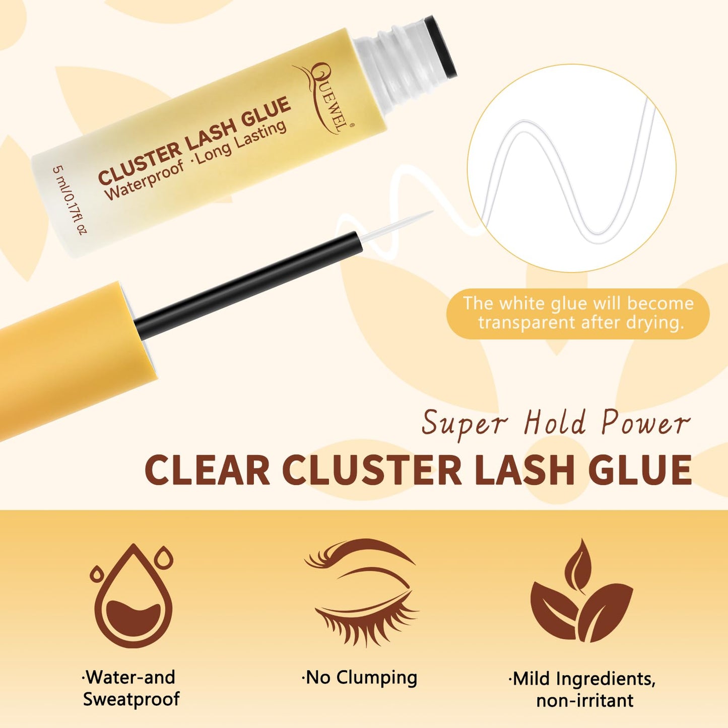 QUEWEL Cluster Lashes Kit Upper and Lower Eyelash Clusters with Long-Lasting Lash Clusters Bond, DIY Lash Extensions Can Be Completed In Three Steps, and Beginners Can Easily Use(Easy 01-MIX)