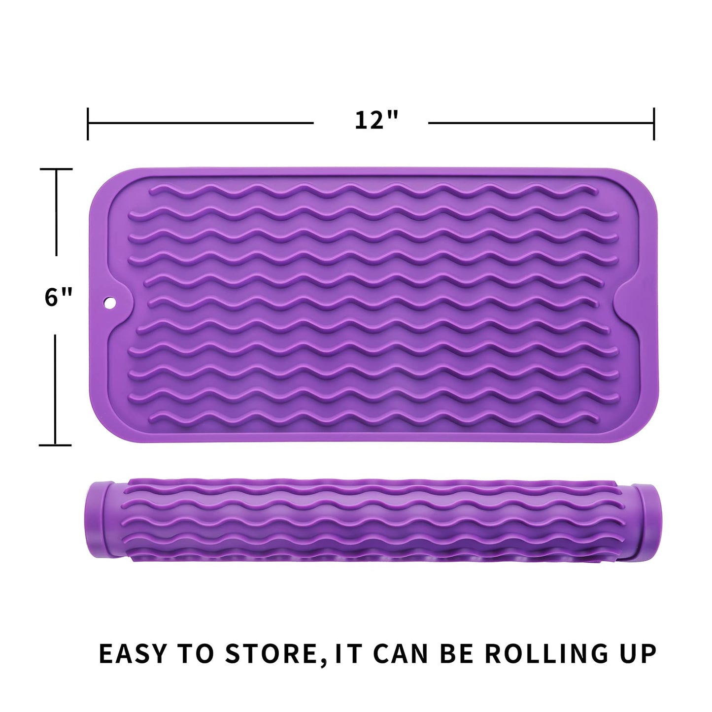 MicoYang Silicone Dish Drying Mat for Multiple Usage,Easy clean,Eco-friendly,Heat-resistant Silicone Mat for Kitchen Counter,Sink,Bar,Bottle,or Cup Purple S 12 inches x 6 inches