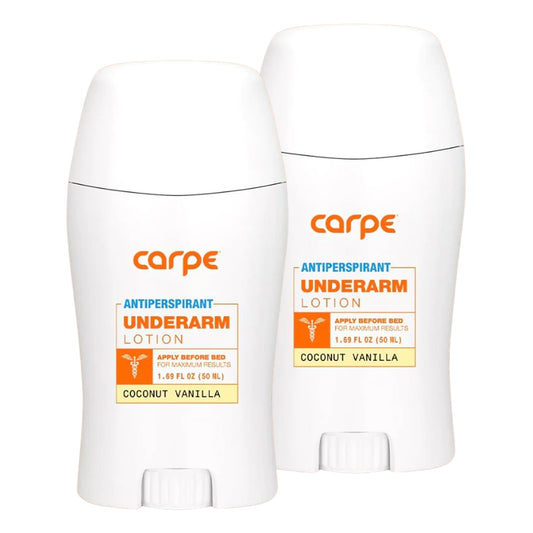 Carpe Underarm Antiperspirant and Deodorant, Clinical strength with Coconut Vanilla scent, Combat excessive sweating, Stay fresh and dry, Great for hyperhidrosis (Pack of 2)