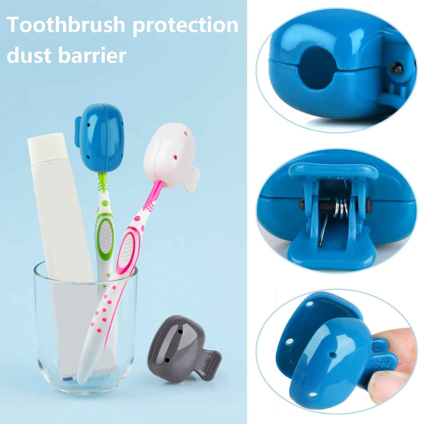 Waenerec 6 Pack Toothbrush Covers Portable Toothbrush Protector Coverings Clips Tooth Brush Storage Head Cover Cap Tooth Brush Covers for Kids Bathroom Home Travel Tooth Brush Case