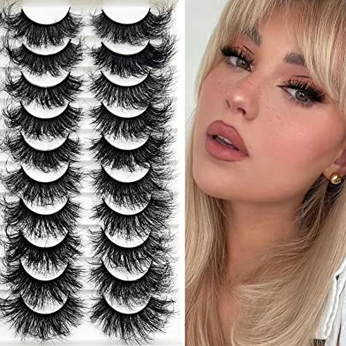 Mink Lashes 20 Pairs Dramatic Thick 5D False Eyelashes 20mm Wispy Fake Eyelashes Pack, by Kmilro (LD06)