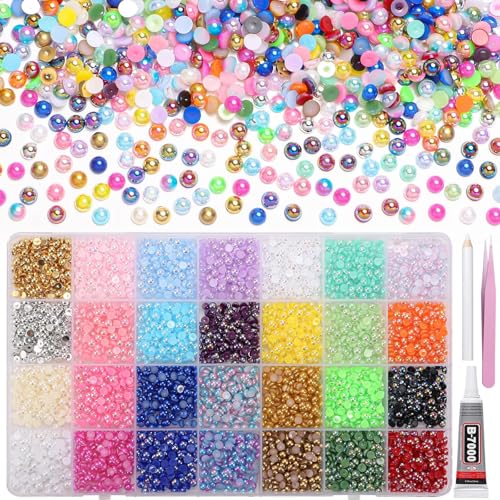 28 Colors 4mm Flatback Pearls Set for Crafting and Nail Art