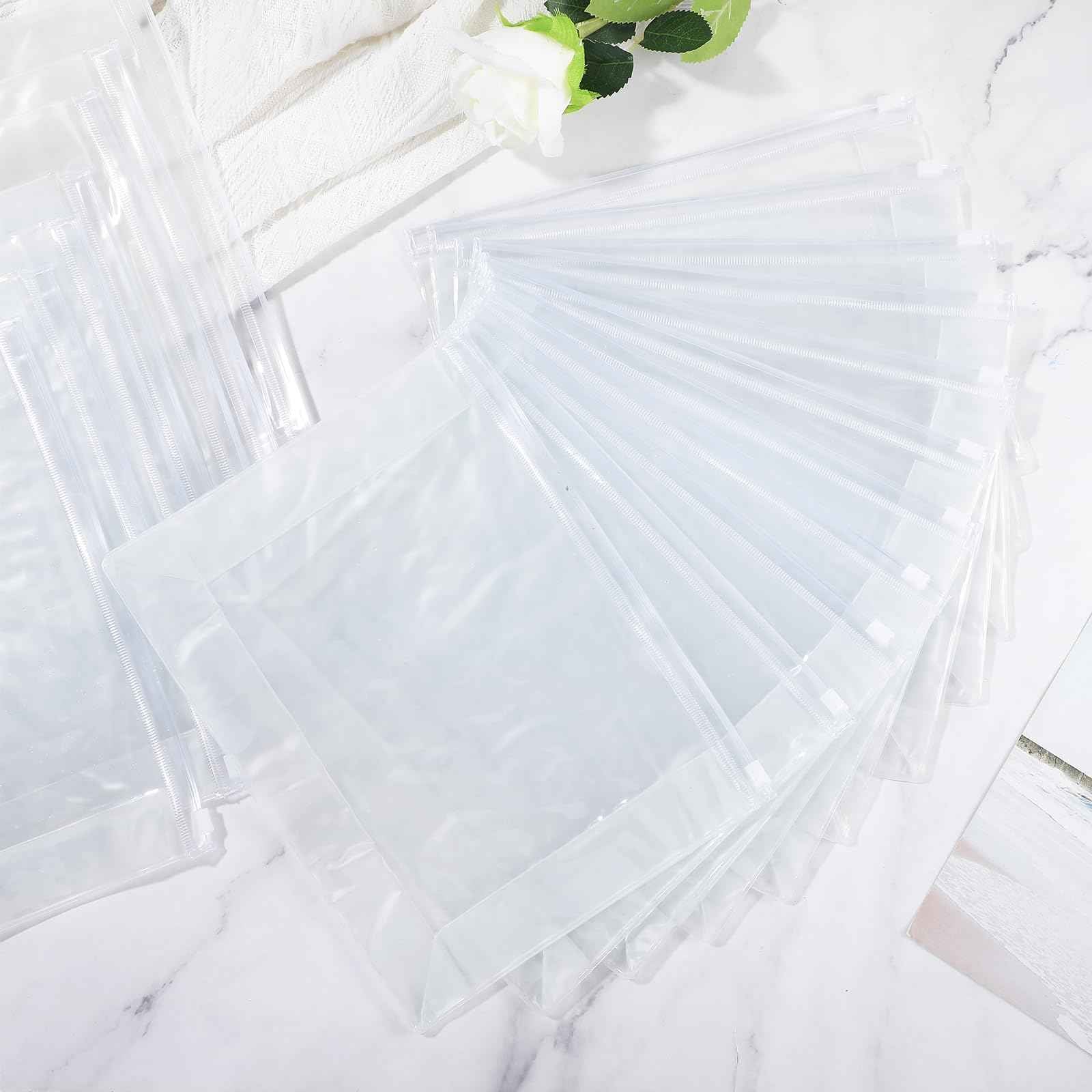 30 PCS Small Clear Makeup Bag, Mini PVC Waterproof Cosmetic Organizer Bags Portable Swimsuit Storage Bag Clear Organizer Pouches with Zipper for Women Men Travel Toiletry Vacation, 9.8" x 7.5"