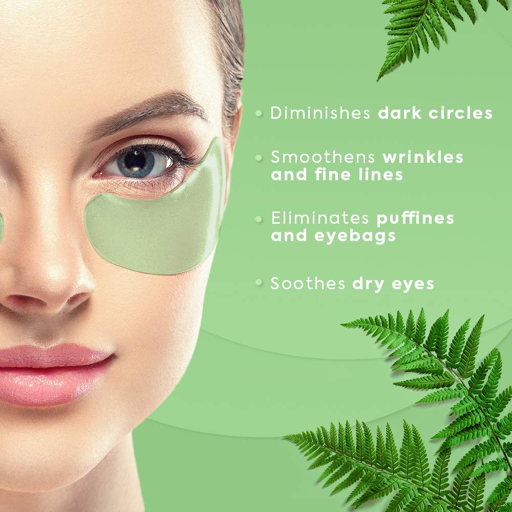 Fortivo Green Tea Eye Gel Pads, Under Eye Masks for Dark Circles and Puffiness, Nourishing Skin Treatment for Women