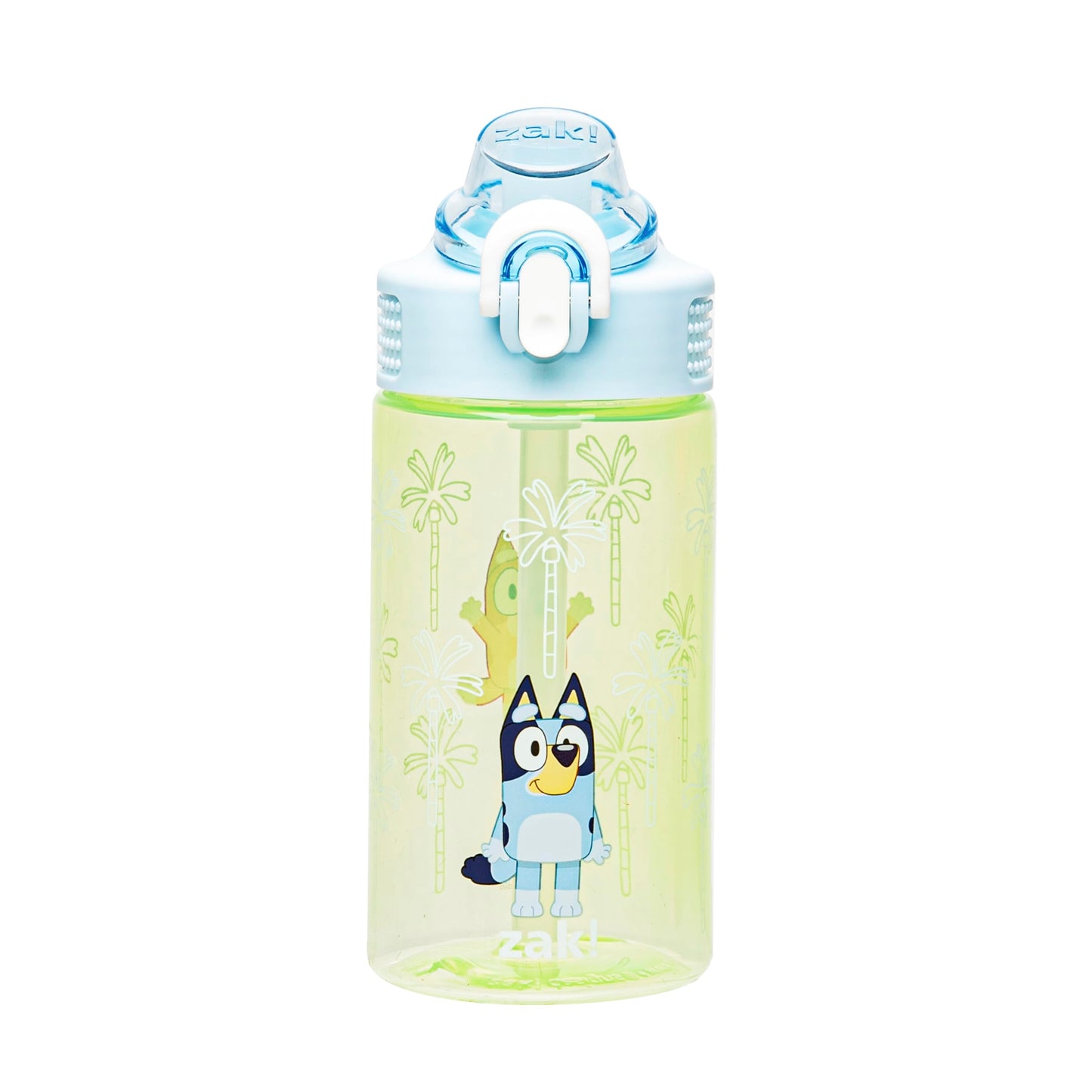 Zak Designs Sage Bluey Kids Water Bottle For School or Travel, 16oz Durable Plastic Water Bottle With Straw, Handle, and Leak-Proof, Pop-Up Spout Cover (Bluey & Bingo)