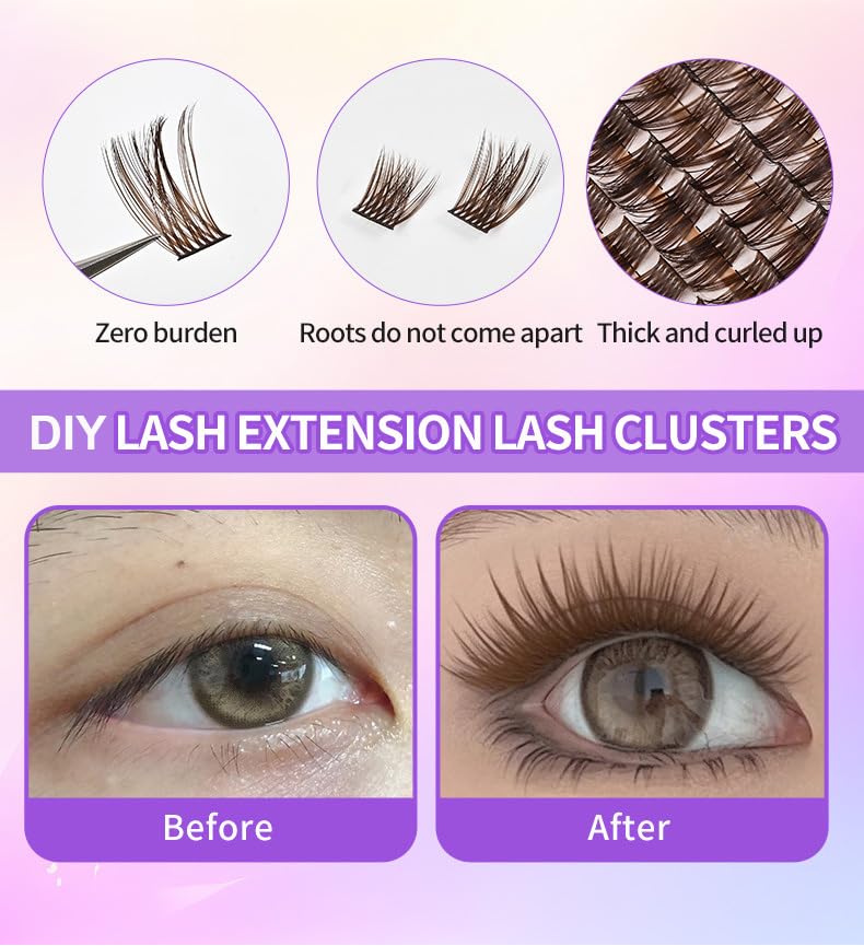 Brown Lash Clusters 144pc 8-16mm DIY Extensions