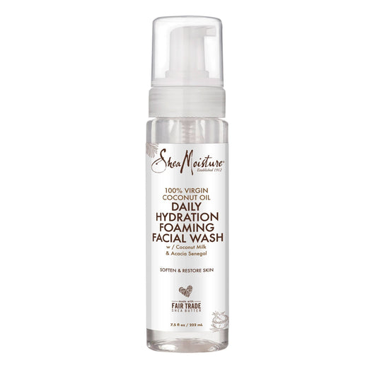 SheaMoisture Face Wash for Women & Men - Gentle Foaming & Hydrating Facial Cleanser with 100% Virgin Coconut Oil, Organic Shea Butter, Daily Face Cleanser for Soft, Restored Skin, 7.5 Fl Oz