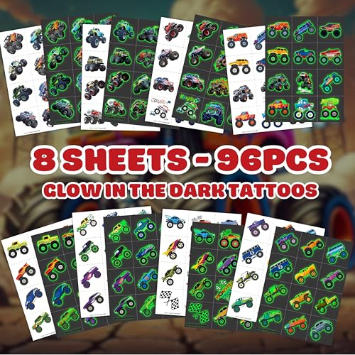 96pc Monster Truck Temporary Tattoos for Kids