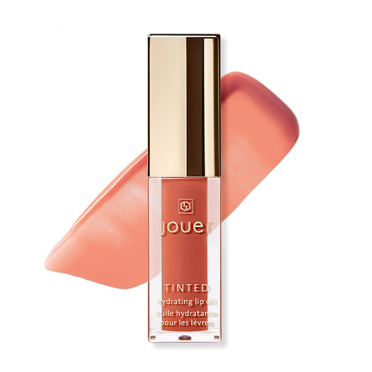 Jouer Essential Tinted Hydrating Lip Oil Gloss – Moisturizing Dry Lip Treatment Serum - Fragrance Free Tinted Lip Oil - Jojoba Seed Oil and Apricot Oil Formula