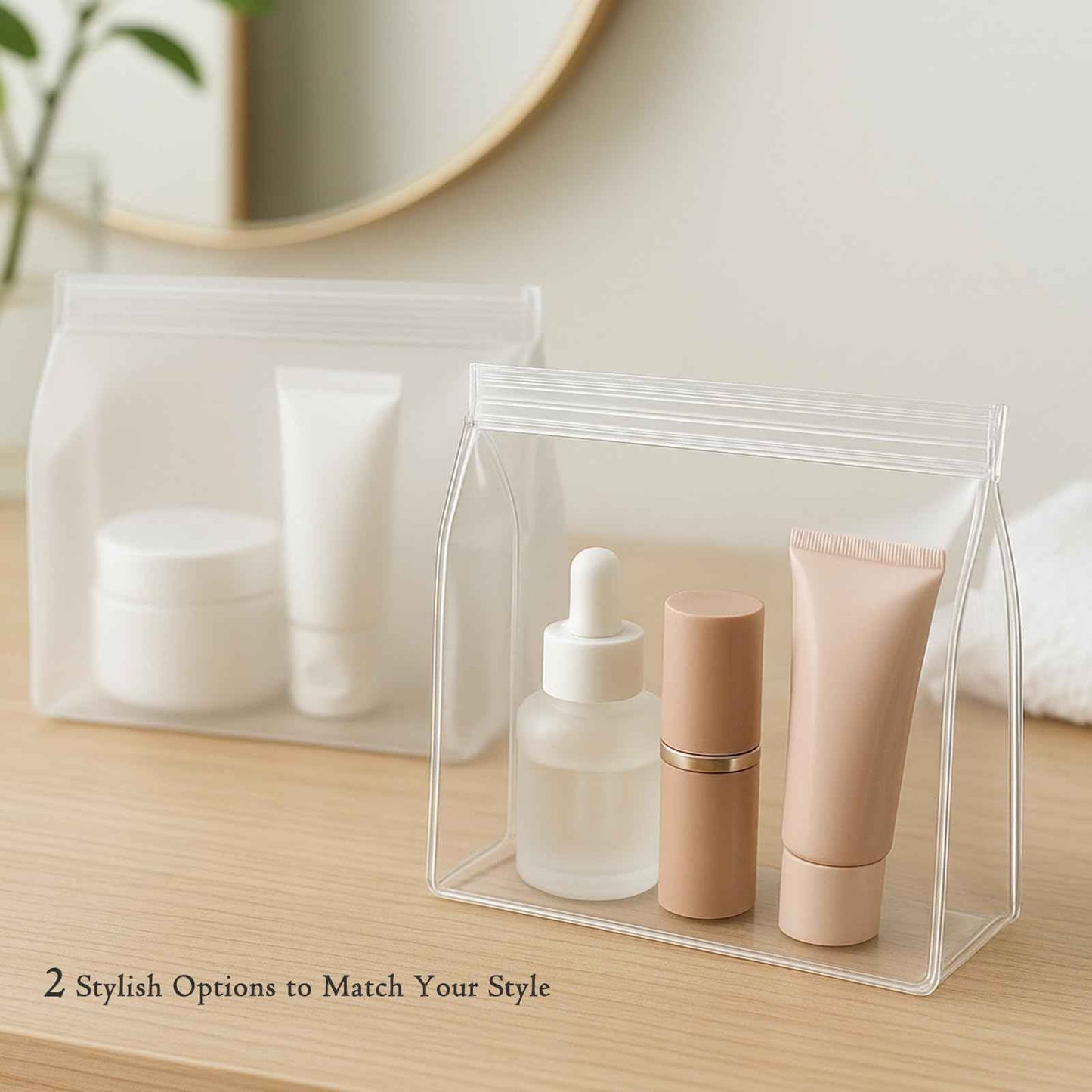 Circloophs 30 Pack Clear Makeup Bag Organizer Cosmetic Zipper Pouch TSA Approved Small Travel Pouches Transparent EVA Reusable Water-resistant Plastic Clear Gift Bags Bulk, Frosted, 10” x 7” x 2.6”