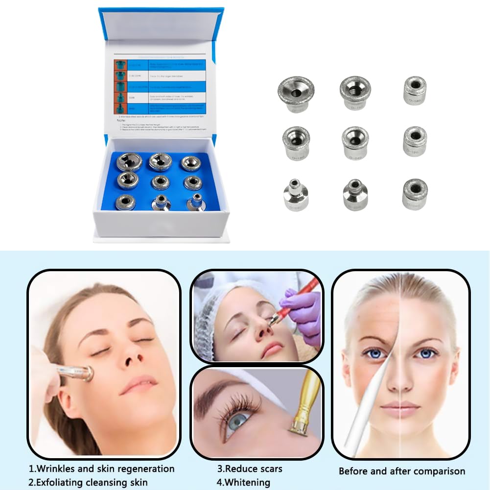 Diamond Dermabrasion Head Microdermabrasion Exfoliator Home Facial Dermabrasion Tool Dermabrasion Replacements 9Tips