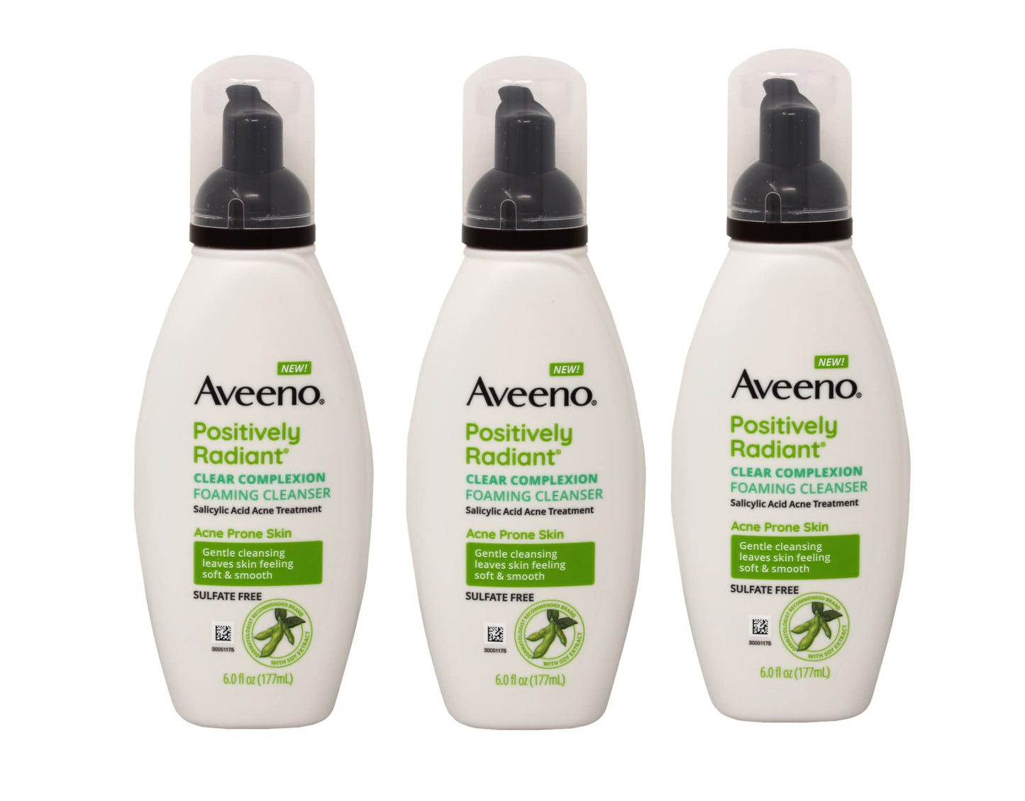 Aveeno Clear Complexion Foaming Cleanser, 6-Ounce Bottles (Pack of 3)