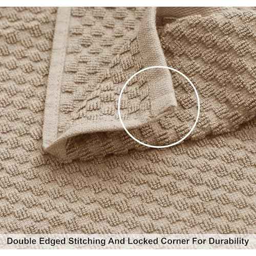 COTTON CRAFT Euro Spa Waffle Wash Cloth - Set of 12 Luxury Pure Ringspun Cotton Waffle Weave Bathroom Face Towel - Everyday Absorbent Hotel Gym Shower Beach Kitchen Travel Dorm - 12x12 inches - Linen