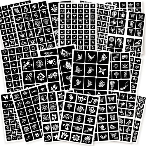575pc Temporary Tattoo Stencil Kit - 20 Sheets Reusable
