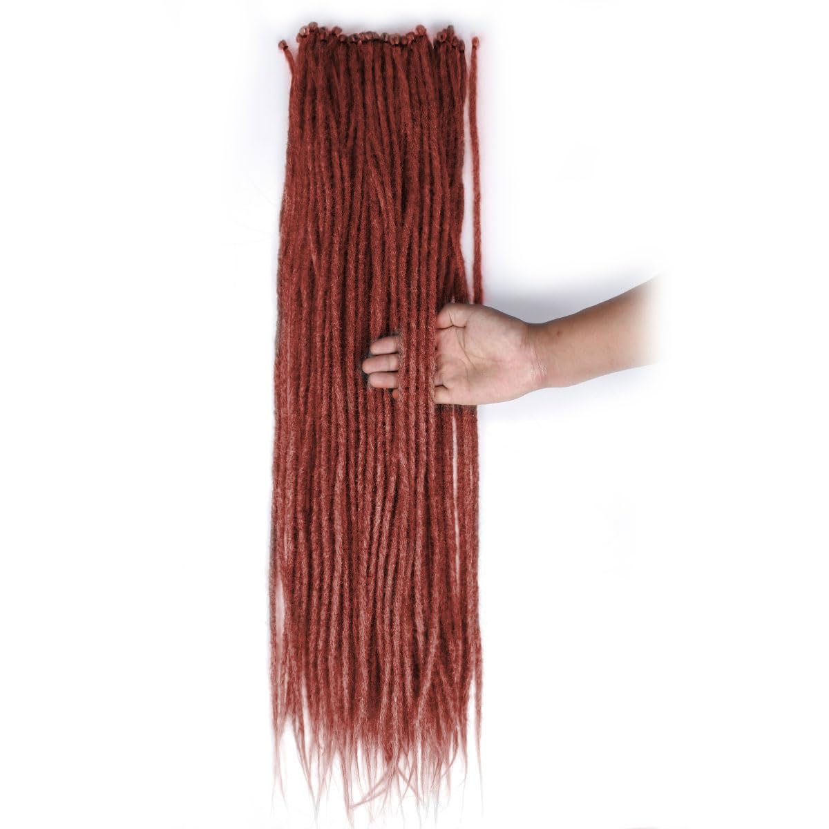 Quiduis 30 Inch 30 Strands SE Dreadlock Extensions,3 In 1 Mixed Synthetic Dreads Extensions,Maroon Red Curly&Straight&Boho Single Ended Dreads Extensions Hippie Style Dreadlock for Women…