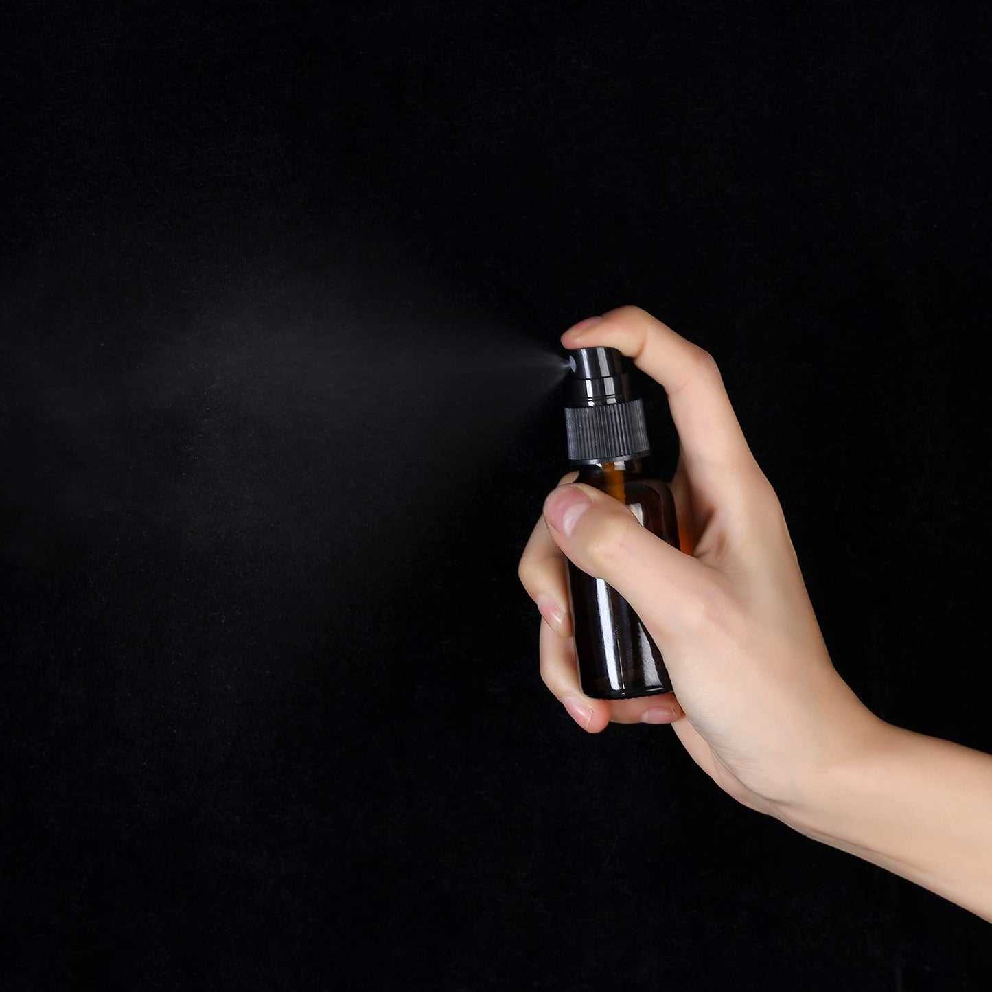 YONKAN 2oz Glass Spray Bottle, Fine Mist Boston Glass Bottles with Black Fine Mist Sprayer Small Clear Bottles for Essential Oils, Bath, Beauty, Hair & Cleaning, Amber, Pack of 12