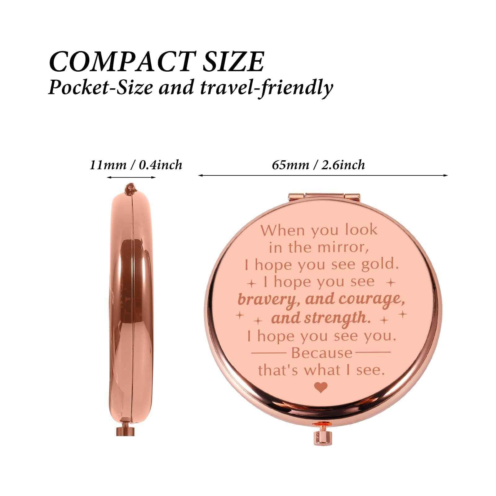 Stocking Stuffers for Teen Girls - White Elephant Gifts Daughter Gift Compact Mirror from Mom Dad Rose Gold Makeup Mirror for Her Teen Girls Daughter in Law Unique Wedding Birthday Christmas