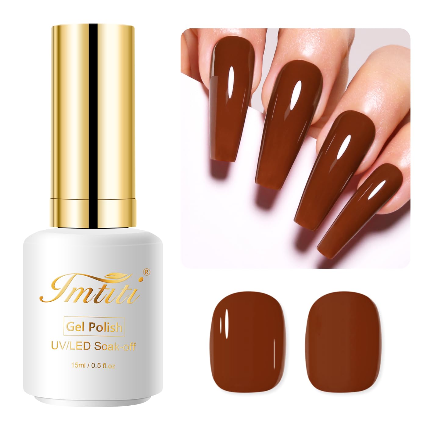 Imtiti Brown Gel Nail Polish, 15ML Chocolate Brown Gel Polish Autumn Winter Gel Nail Polish Soak Off LED UV Nail Gel Polish DIY Nail Art Starter Manicure Salon Gel Nail Kit